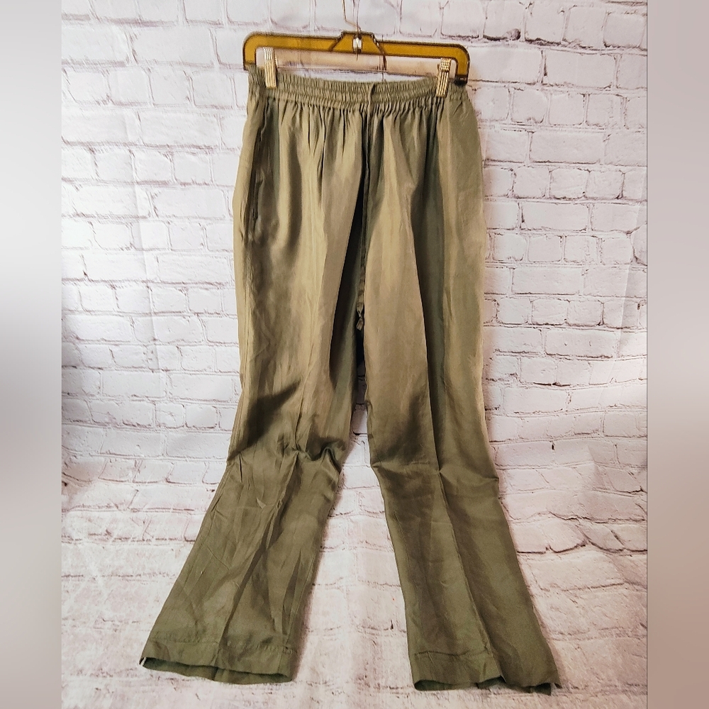 Women’s Olive Green Vintage Silk Pants